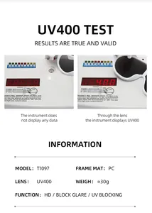 Detailansicht der T1097 Sonnenbrille mit UV400-Schutz und HD-Gläsern in Weiß