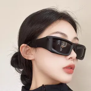 Modern matte black square oversized sunglasses with thick frame for cycling and fashion
