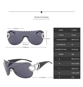 Tableau des tailles et spécifications techniques pour lunettes de soleil cœur Y2K