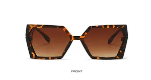 Détail de lunettes de soleil géométriques écaille avec branches larges et verres dégradés