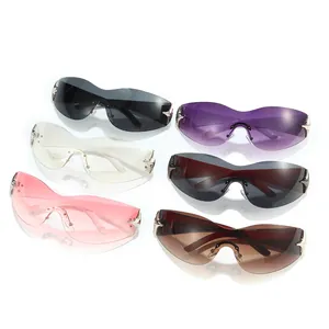 Frameless one-piece oversized sunglasses set in multiple gradient colors for women