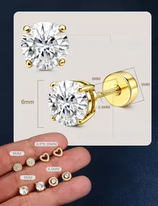 Details zu 6mm Zirkonia-Ohrsteckern in Goldoptik mit präzisen Größenmessungen