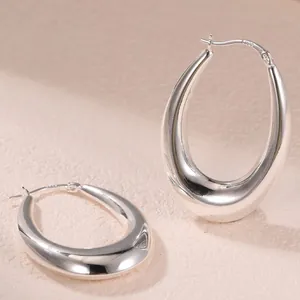 Boucles d'oreilles créoles gouttes en argent S925 poli au style minimaliste pour femme