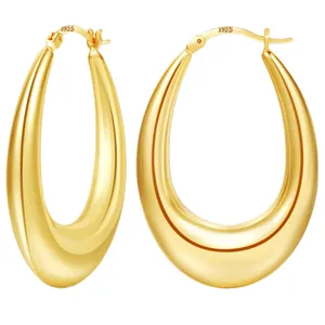 Boucles d'oreilles gouttes en laiton plaqué or avec tiges en argent S925 et fermoir clic