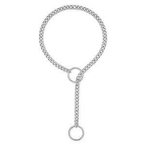 Detailed macro view of the silver cuban chain with adjustable metal rings and sleek finish