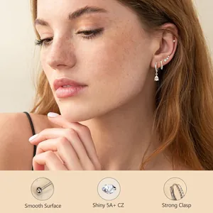 Mode Messing 14K Vergoldet Zirkon Ohrring Set Für Damen Tränenform Zirkonia Stecker Huggie Piercing Schmuck