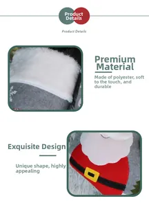 Detail of grey felt Christmas stocking with plush trim and durable polyester material