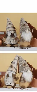 Detailed view of coffee-themed Swedish gnomes with knitted hats and coffee bean accents