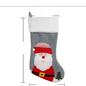 Size specifications of large felt Christmas stocking with Santa Claus and faux fur cuff