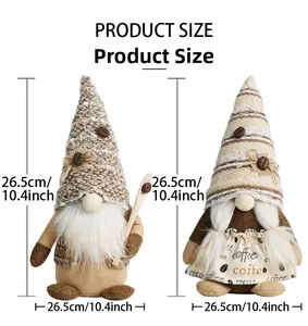 Detailed dimension guide for coffee themed gnome doll showing 26.5cm height and width