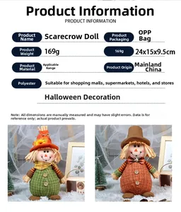 Detail of sunflower and maple leaf plush dolls with festive checkered harvest clothing
