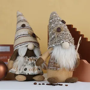 Coffee Theme Gnome Plush Faceless Doll Nordic Tomte With Coffee Bean Decoration For Home Kitchen Coffee Bar Ornament Gift