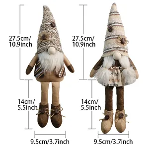 Coppia di gnomi da caffè decorativi con gambe lunghe e dettagli di chicchi di caffè