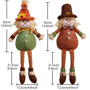 Detailed size dimensions for Thanksgiving sunflower plush gnomes with long legs