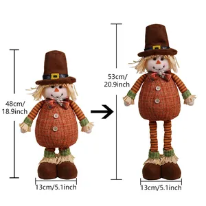 Detail of adjustable sunflower doll showing retracted and extended leg heights