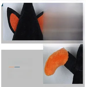 Detail view of Halloween plush gnome showing high-quality stitching and fabric texture