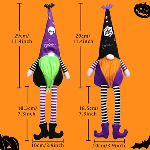 Dimensioni dettagliate degli gnomi di peluche per Halloween con lunghe gambe a righe