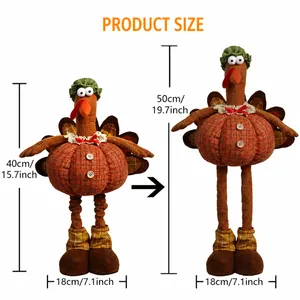 Telescopic Thanksgiving turkey doll with adjustable height from 40cm to 50cm for home decor
