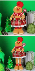 Detail of Christmas gingerbread man doll showing adjustable telescopic legs for height