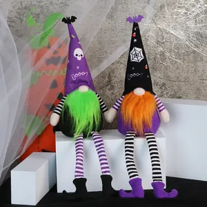 Halloween Decorazione Gnomo Gambe Lunghe a Righe Peluche Rudolf Senza Volto Ornamento Pipistrello Ragnatela Cappello a Punta
