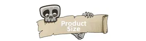 Cartoon skeleton holding a scroll showing Halloween hanging socks product dimensions