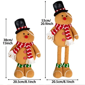 Size comparison of two gingerbread man plush toys with 38cm and 53cm height dimensions