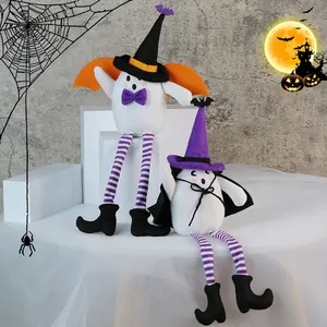 Halloween long-legged ghost plush doll set with bat wings and wizard hats decor
