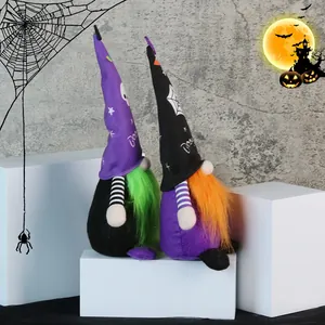 Halloween faceless gnome plush ornaments with Boo text and bat decorations