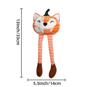 Plush pumpkin doll decoration with long striped legs for autumn and thanksgiving home decor