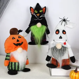Halloween Faceless Gnome Plush Doll Pumpkin Ghost And Black Cat Sitting Decorations For Home Table Party Holiday Gift