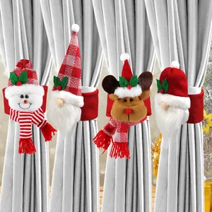 Set di 4 fermatende natalizi con bambole di Babbo Natale, Pupazzo di neve e Renna