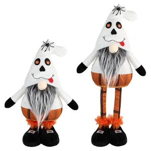 Λούτρινα ξωτικά Halloween με καπέλα φαντάσματα και πορτοκαλί καρό σχέδια διακόσμησης