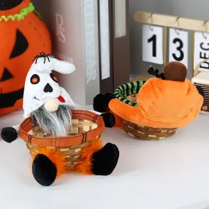Cesta de caramelos de Halloween con diseño de fantasma y calabaza para mesa festiva