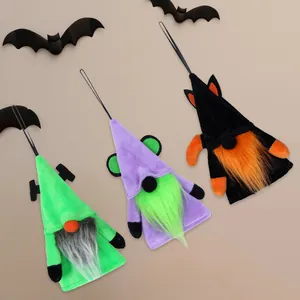 Halloween plush gnome hanging decorations set with colorful whiskers for festive party