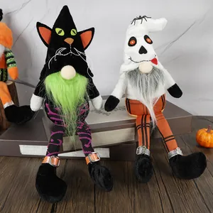 Halloween long-legged gnomes set featuring black cat and ghost designs for party decoration
