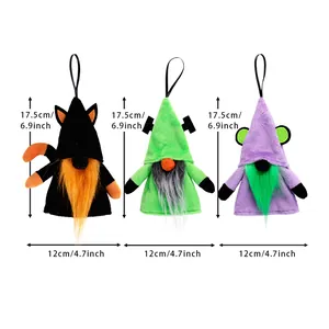 Set of 3 plush Halloween gnomes door hanging decorations, 17.5cm tall festive theme ornaments