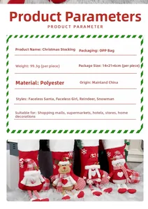 Detailed view of plush Christmas stockings with 3D gnome and reindeer designs