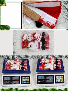 Weihnachts-Kühlschrankgriff-Abdeckungen mit Weihnachtsmann-Puppe, Karomuster und Klett