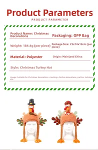 Detail of soft polyester Thanksgiving turkey hats featuring colorful feather decorations