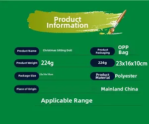 Detailspezifikationen der Weihnachts-Plüschelfe mit Größen- und Polyester-Materialinfo