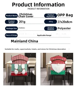 Detailed view of Christmas gnome chair cover featuring plaid patterns and plush beard