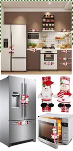 Nahaufnahme von Weihnachtsmann-Griffen für Kühlschrank- und Mikrowellentüren