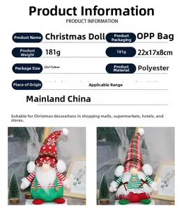 Detailspezifikationen für Weihnachts-Zwergpuppen mit roten und grünen Dekomützen