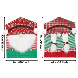 Detail view of gnome chair back covers showing dimensions 60x46cm for Christmas decor
