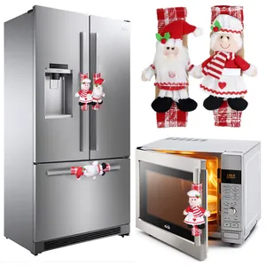 Weihnachtliche Kühlschrankgriff-Abdeckungen mit Weihnachtsmann-Design und Karomuster