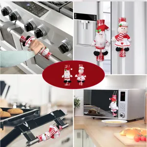 Weihnachtliche Kühlschrankgriff-Abdeckungen aus rotem Karostoff für die Küchendekoration