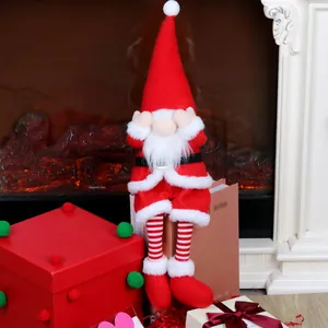 Weihnachten Langbeiniger Gnom Plüschpuppe Schüchterner Weihnachtsmann Figur Handgefertigte Schwedische Tomte Für Xmas Home Party Deko