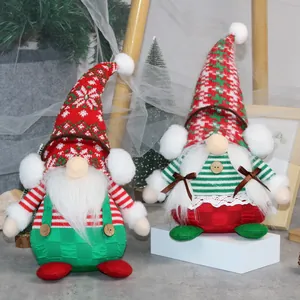 Handgefertigte Weihnachtsgnom-Plüschdekorationen Wald-Alter-Mann-Gesichtslose Puppe Mit Strickmütze Holzknöpfen Für Zuhause Weihnachtsfeier-Dekoration