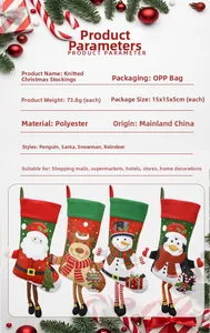 Détails des chaussettes de Noël en polyester avec Père Noël, élan et bonhomme de neige