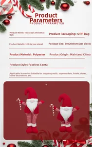 Detailed product dimensions and specifications for the telescopic Christmas gnome figure